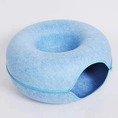 Uplift Essentials Donut Felt Cat Tunnel Bed & Cave blue s