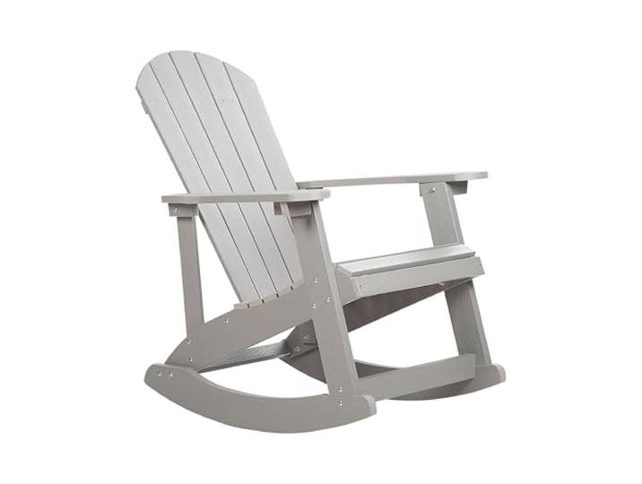 Beliani Moderner Muskoka Garten-Schaukelstuhl hellgrau mit Breiten Armlehnen Adirondack
