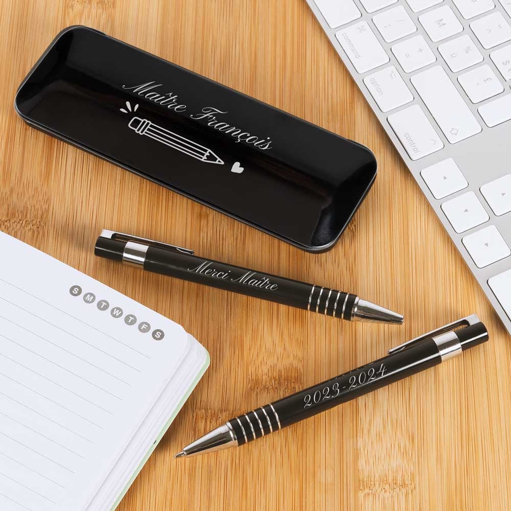 Ocadeau Coffret stylo et porte-mine maitresse noir