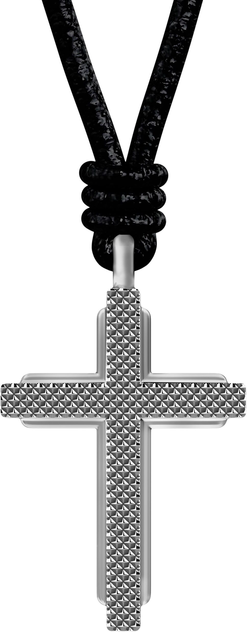 Kette mit Anhänger FOSSIL "Machine", silber (edelstahlfarben, schwarz), Halsketten, Herren, Edelstahl Leder, L: 56, Edelstahl, Leder