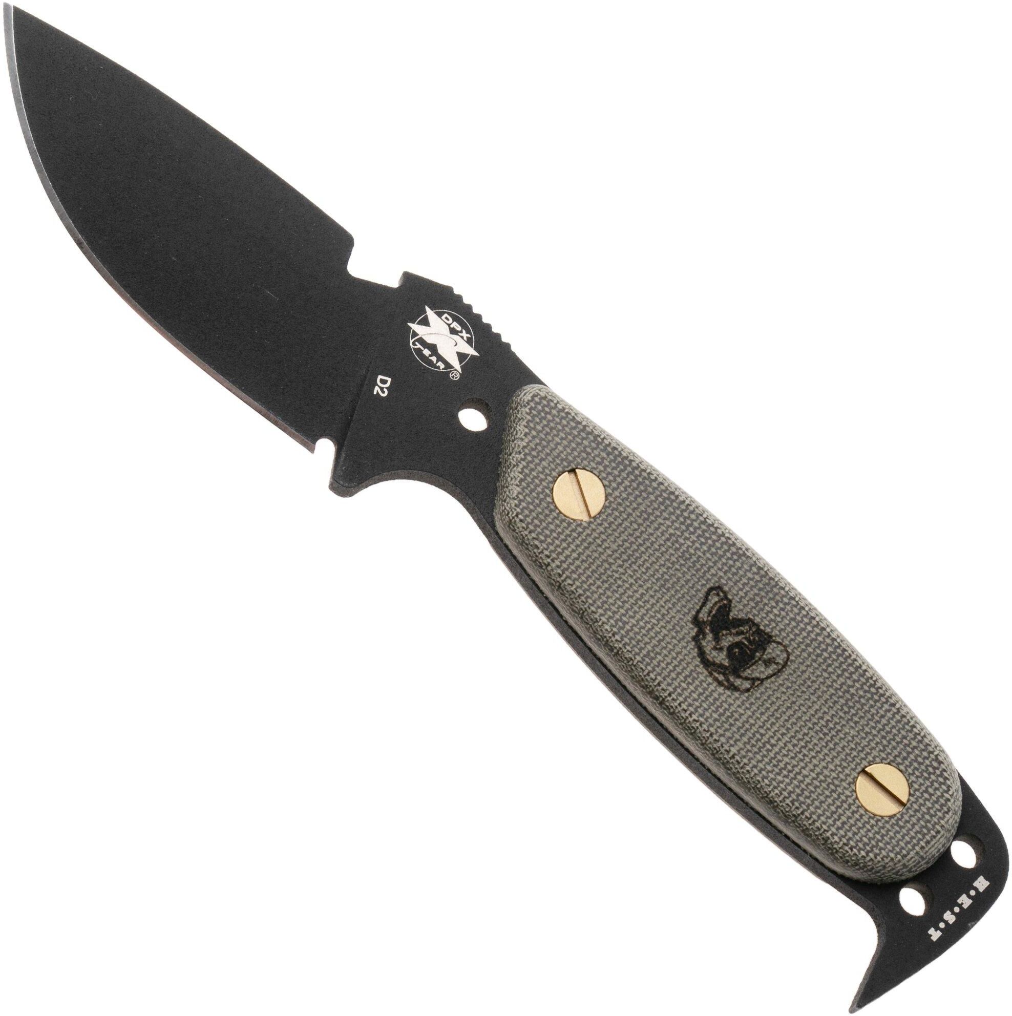 DPx Gear DPx HEST Original DPHSX201, Black Cerakote D2, Green Micarta coltello fisso