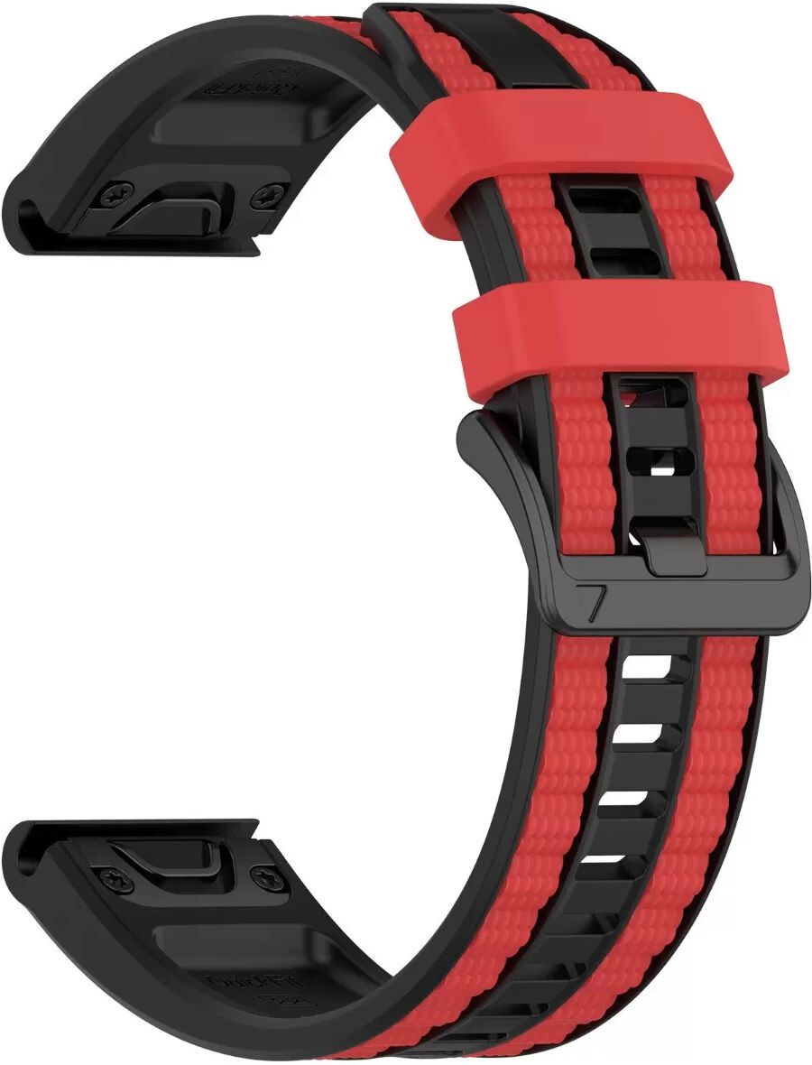 INF Schnellverschluss 22mm Silikon-Uhrenarmband, kompatibel mit Garmin Fenix Series – Schwarz/Rot