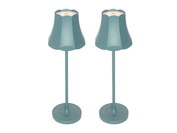 Lot de 2 lampes de table rétro bleu minéral rechargeables IP44 -