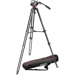 Manfrotto Alu Doppelrohr-Videostativ mit 502 Fluid-Video-Neiger