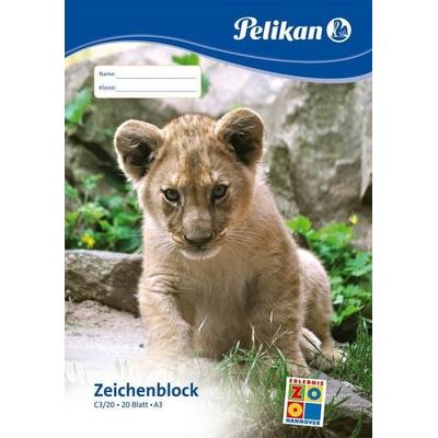 Pelikan Zeichenblock A3 Tiermotiv mit 20 Blatt