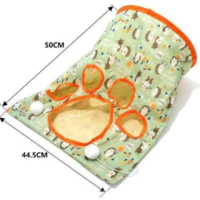 Uplift Treasures Foldable Crinkle Cat Tunnel Interactive Play Toy green