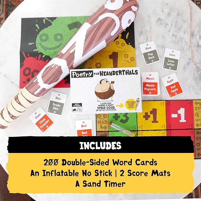 Poetry for Neanderthals Party Game from Exploding Kittens with Simple Word Clues and No! Stick