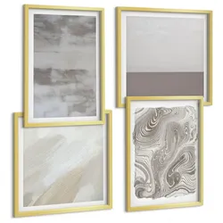 BILDER SET 4er Set - 50x50 cm & 40x60 cm Goldrahmen - Industriedesignstrukturen
