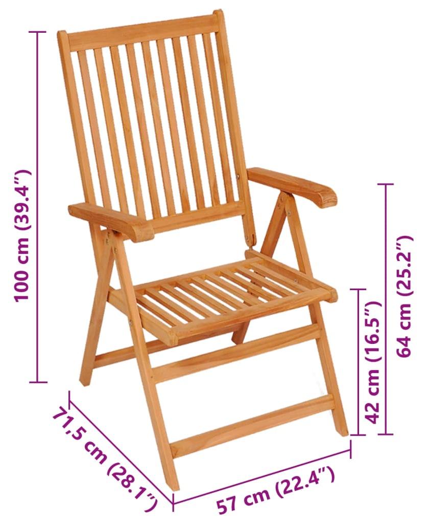 vidaXL Klappstühle 6 Stk. Rote Karomuster-Kissen Massivholz Teak
