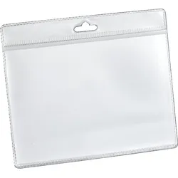 50 Ausweishüllen, Kartenhüllen, DIN A7, Querformat, Euroloch, Weich-PVC 250 μm, transparent, Hängerand (verstärkt)