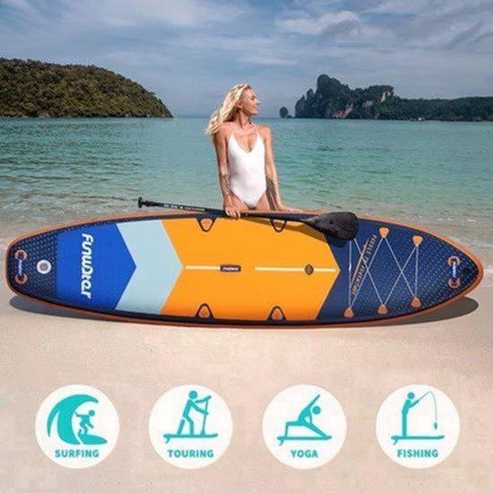 Aufblasbares SUP-Board, ultraleicht - 350 x 90 x 15 cm (Abmessungen) - 8 kg (Gewicht) - PVC (Material) - Geeignet für Yoga, Angeln, Reisen - Paddleboard