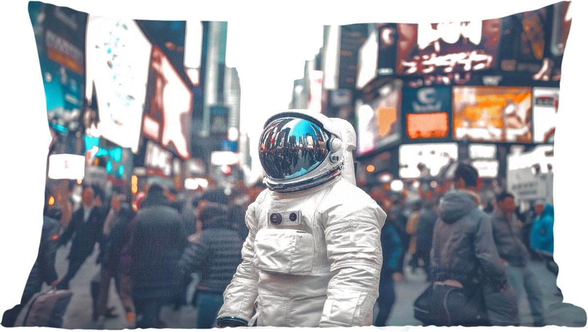 PillowMonkey Sierkussen Stad Mensen Astronaut Wit B/D: 50 x 30 cm