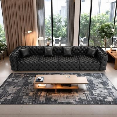 Faux Leather Modular Sectional Sofa with Button Tufted Design and Multi-Combination Layout
