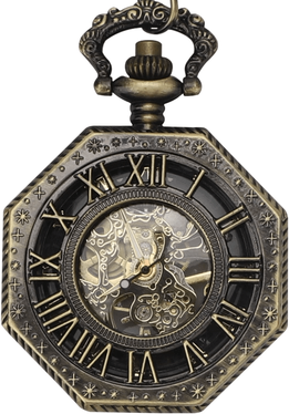 Drop Dash Deals Antique Mechanical Pocket Watch For Men Octagon Skeleton Dial, Luxury Classic Timepiece brown