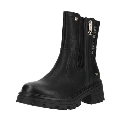 Stiefelette MUSTANG SHOES "Mustang Shoes Stiefelette Lederimitat", Damen, Gr. 41, schwarz, Lederimitat, Schuhe Stiefelette