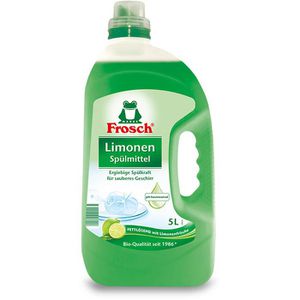 Frosch Spülmittel Limone, Bio-Qualität, mikroplastikfrei, biologisch abbaubar, ergiebige Spülkraft, Kanister, 5 Liter