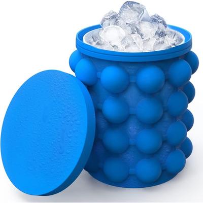 USA Free Shipping Shop 2 In 1 Silicone Ice Cube Tray & Ice Bucket For Whiskey, Cocktails And Chilled Drinks blue