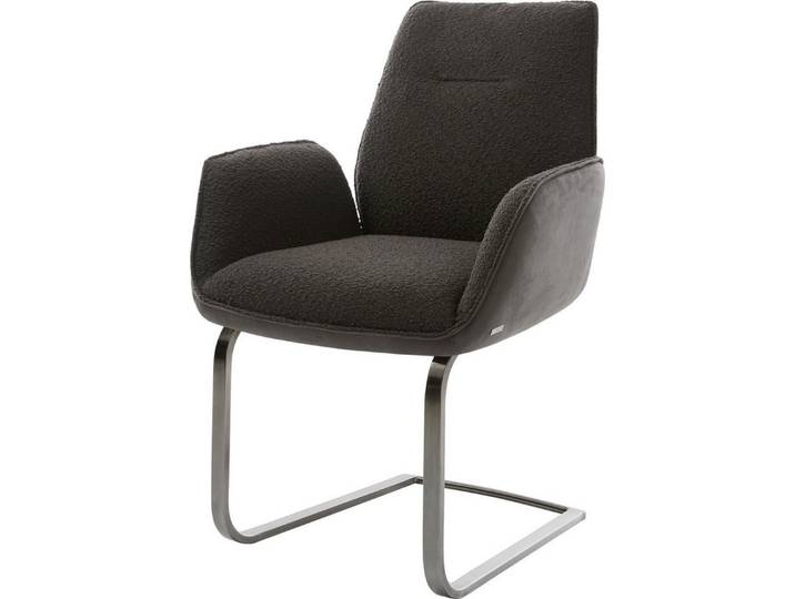 DELIFE Polsterstuhl Zoa-Flex, Freischwinger flach Graphit Materialmix Schwarz Taschenfederkern