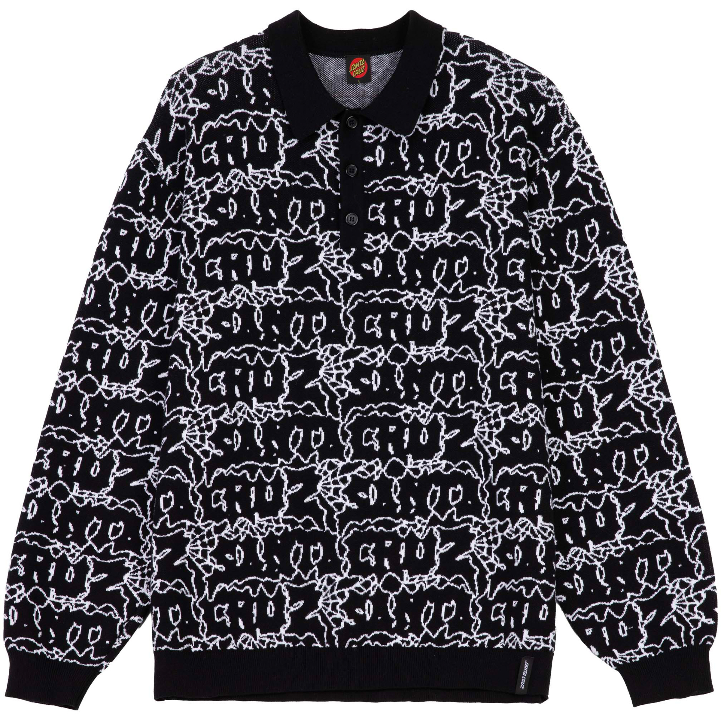 Santa Cruz Donnie Knit Polo Herren Pullover schwarz Größe S Hautfreundlich