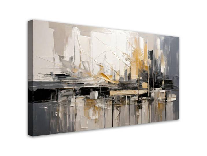 Feeby Leinwandbild Abstrakte Komposition Urbanistik 80x40cm, Beige, Rechteckig, 80x40 cm, Bilder & Rahmen, Bilder, Leinwandbilder