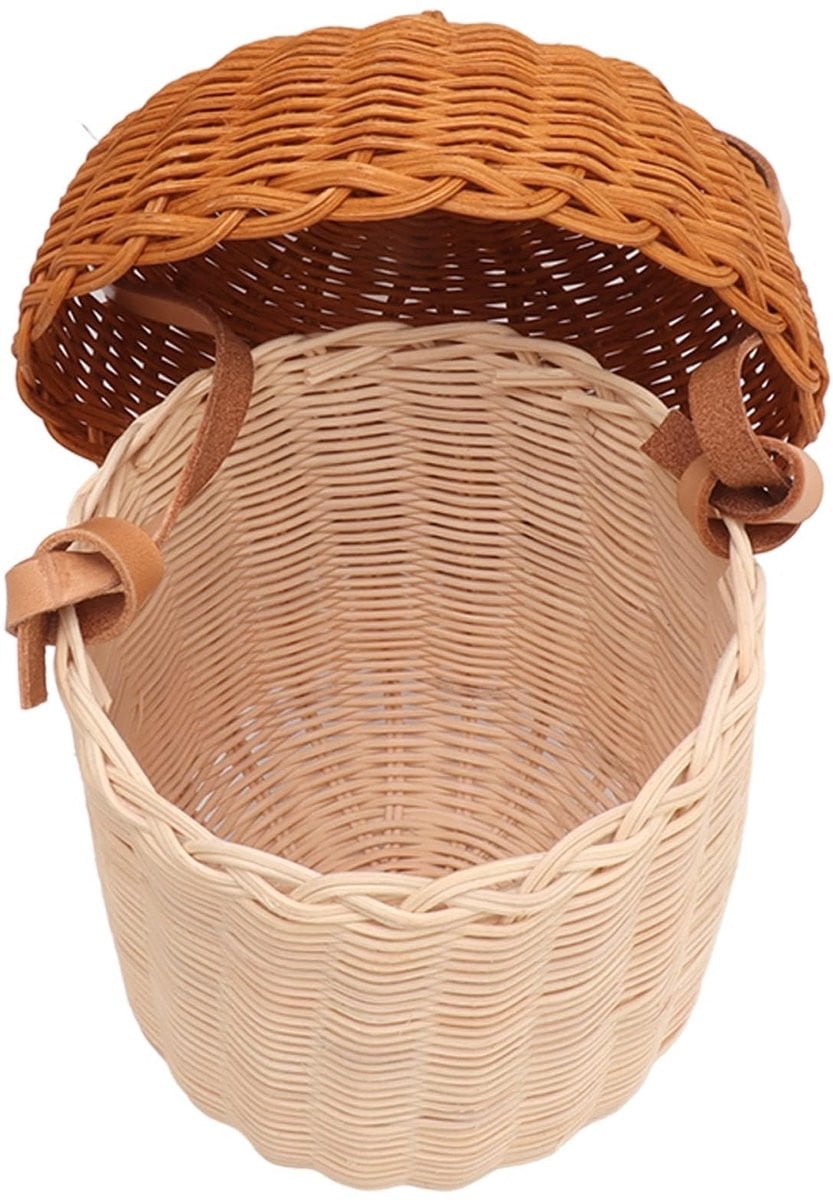Dailygoods Handgeweven Rieten Opbergmand met Deksel voor Kinderen en Speelgoed
