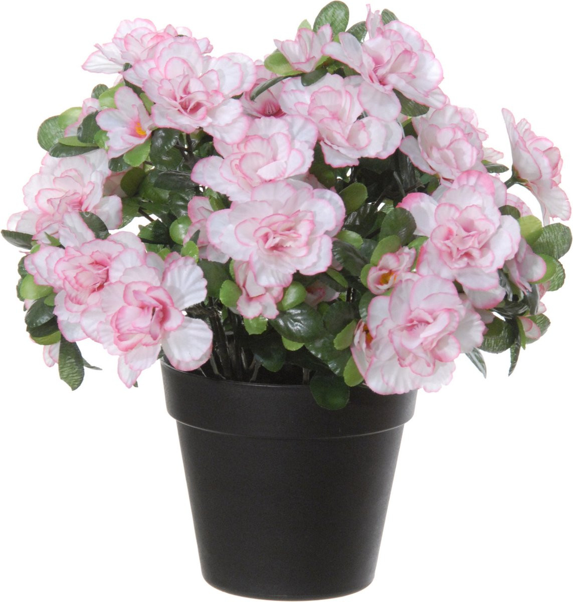 Louis Maes Azalea Kunstplant met pot - Wit/Roze - Hoogte: 28 cm