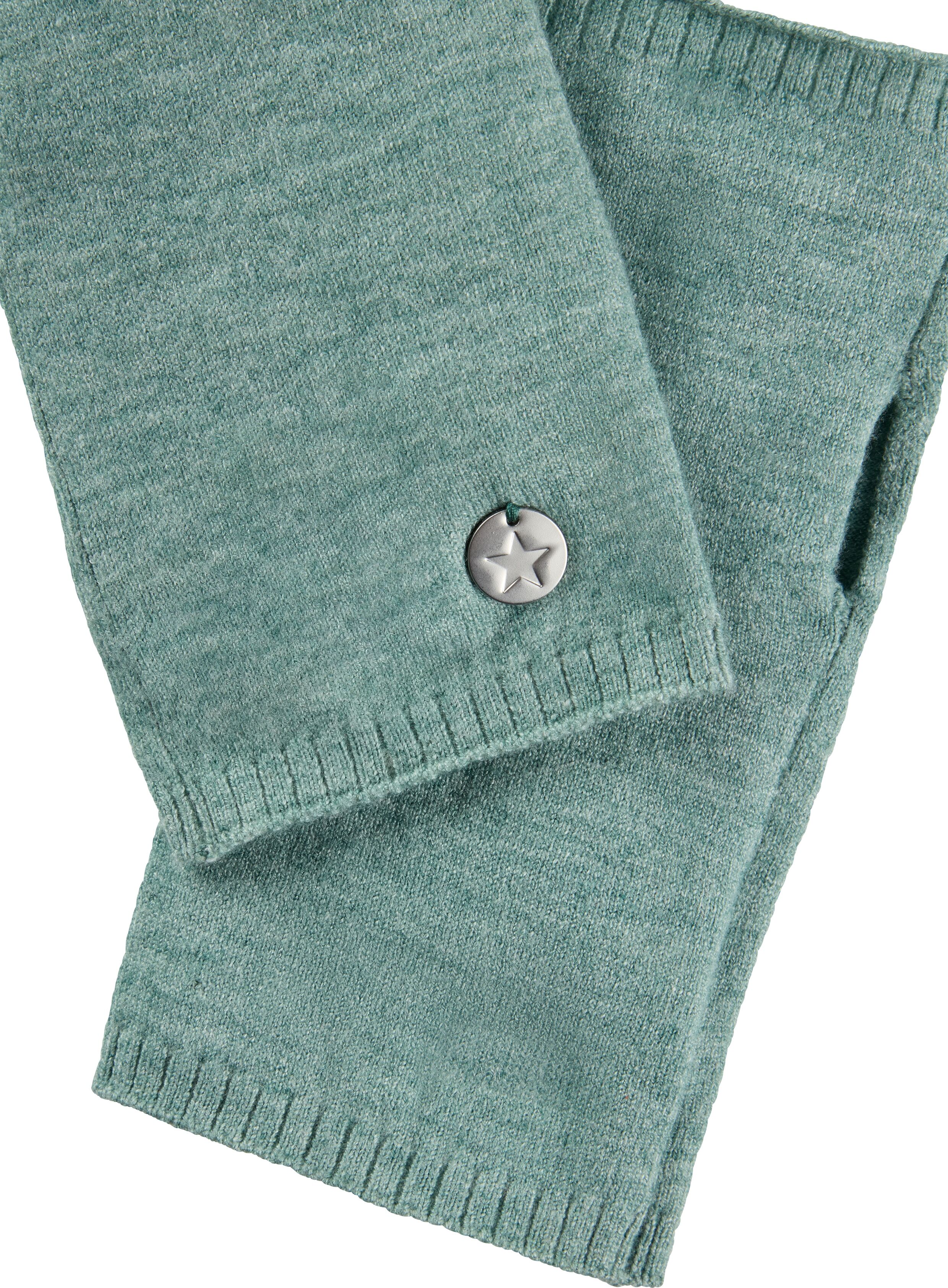 Armstulpen LAURA SCOTT, Damen, grün (grün melange), Feinstrick, Viskosemischung, meliert, unifarben, Stulpen Armstulpen, aus kuscheligem Strick mit süssem Metall-Badge - NEW grün melange Einheitsgröße