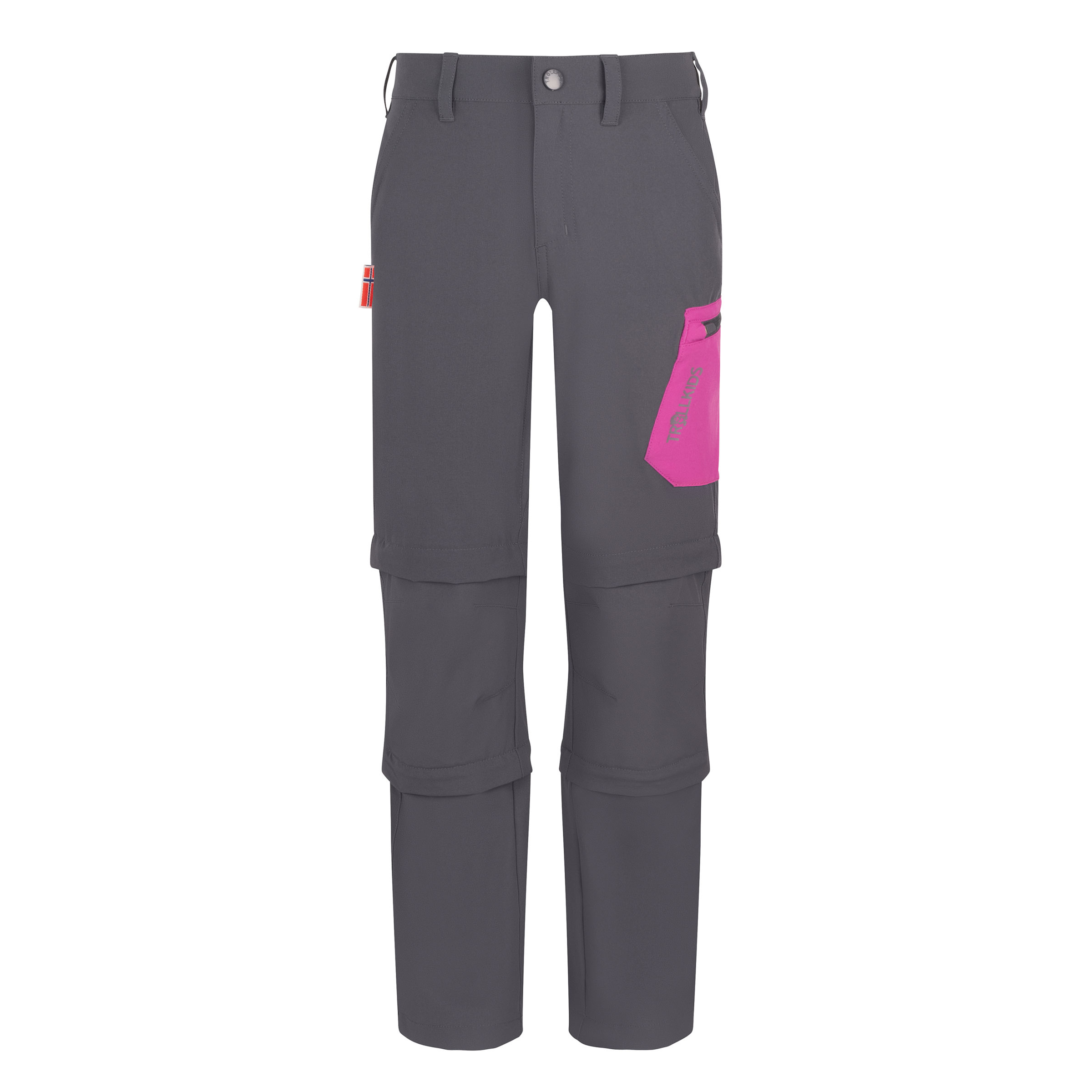 Trollkids Preikestolen Double Zip-Off Hose Kinder Zip-Hosen grau Größe 158 Camping Widerstandsfähig