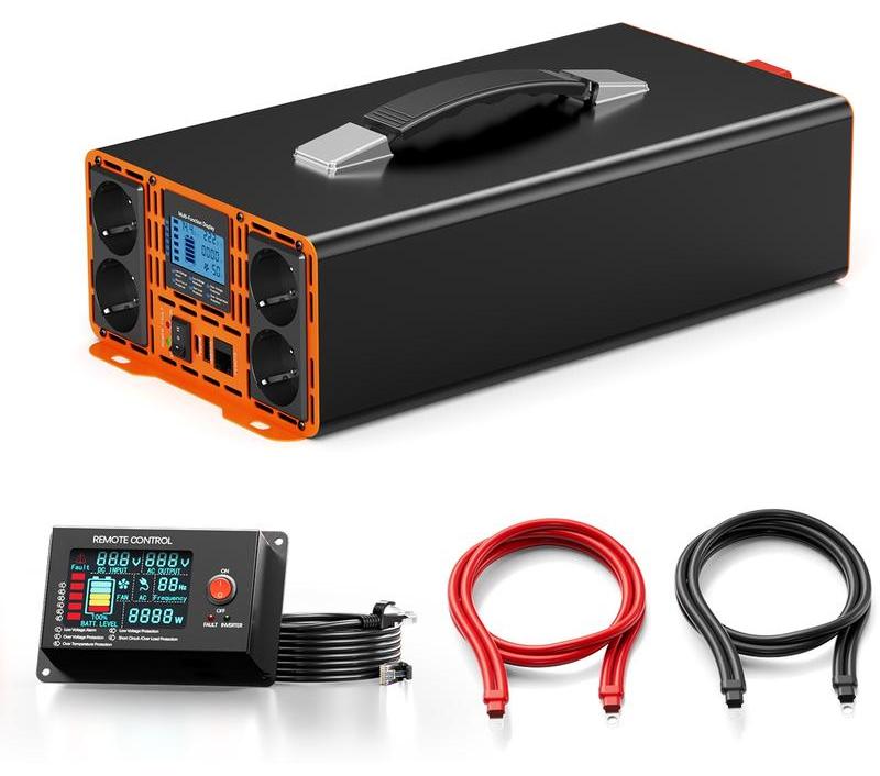 HOULI Power Inverter 12V auf 230V, 4000W/8000W, reine Sinuswelle, Fernsteuerung