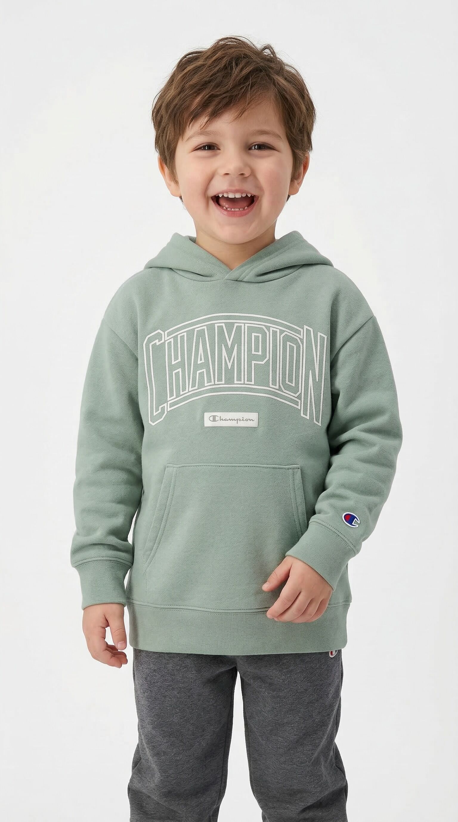 Kapuzensweatshirt CHAMPION "COLLEGE Terry Hoodie Large Logo", Jungen, Gr. L (152/158), ige, Obermaterial: 82% Baumwolle, 18% Polyester, Sweatshirts Kapuzensweatshirt, mit Kapuze, Langarm ige L (152/158)