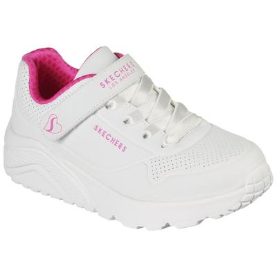 Sneaker SKECHERS "UNO LITE", Mädchen, Gr. 32, weiß, Lederimitat, Schuhe Sneaker, Plateausneaker, Retro Sneaker, Klettschuh im Monochrome Look