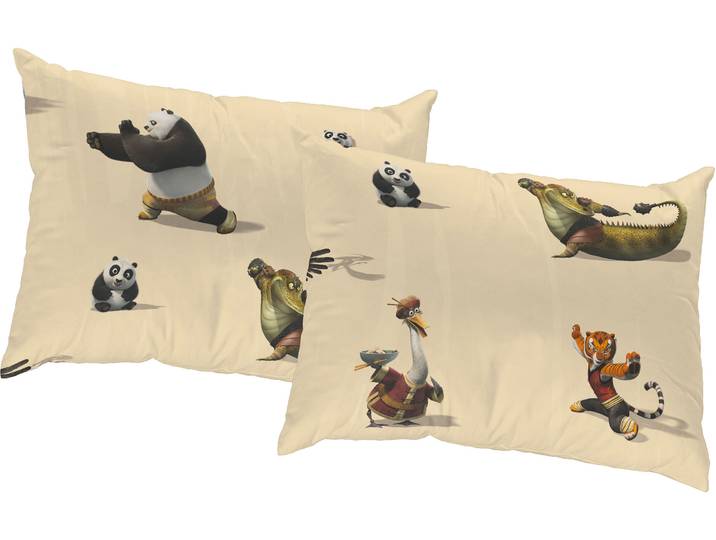 Dekokissen WIRTH Kung Fu Panda Gr. 3, beige (beige, gemustert), B:40cm L:60cm, Polyester, Dekokissen_Sitzkissen_Kissenhüllen, Dekokissen, Universal Pictures, Kissenhülle ohne Füllung, 2 Stück