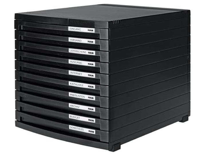 HAN 1x ladebox CONTUR, zwart, 13 laden, A4/C4, stapelbaar