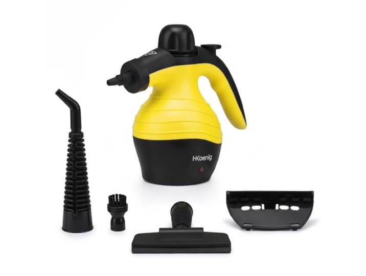 H.Koenig Nettoyeur Vapeur à Main 4\,2 bars NV60\, 250 ml\, Portable\, Portatif\, Compact\, Ergonomique\, Puissant 1000W\, 6 Accessoires Multi-usage