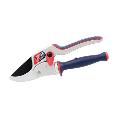 Spear & Jackson Razorsharp Ratchet Twist Aambeeld-snoeischaar met PTFE-gecoat koolstofstalen lemmet en 20 mm snijcapaciteit