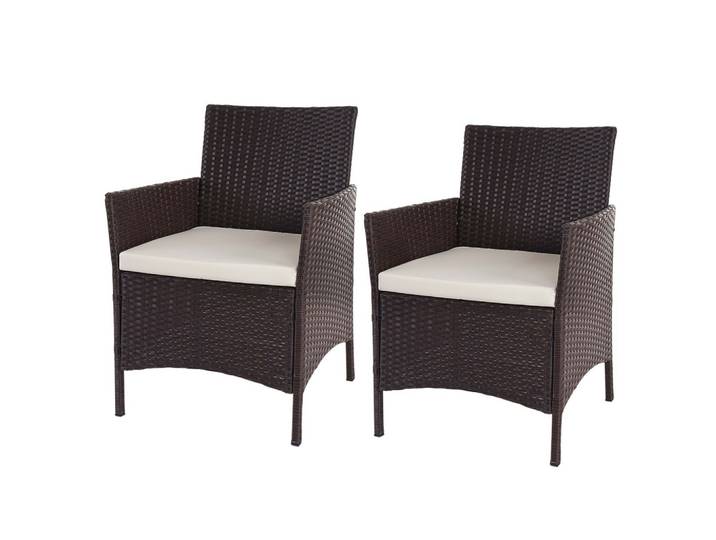 POLY-RATTAN SESSEL HALDEN Braun, Cremeweiß 2er-Set