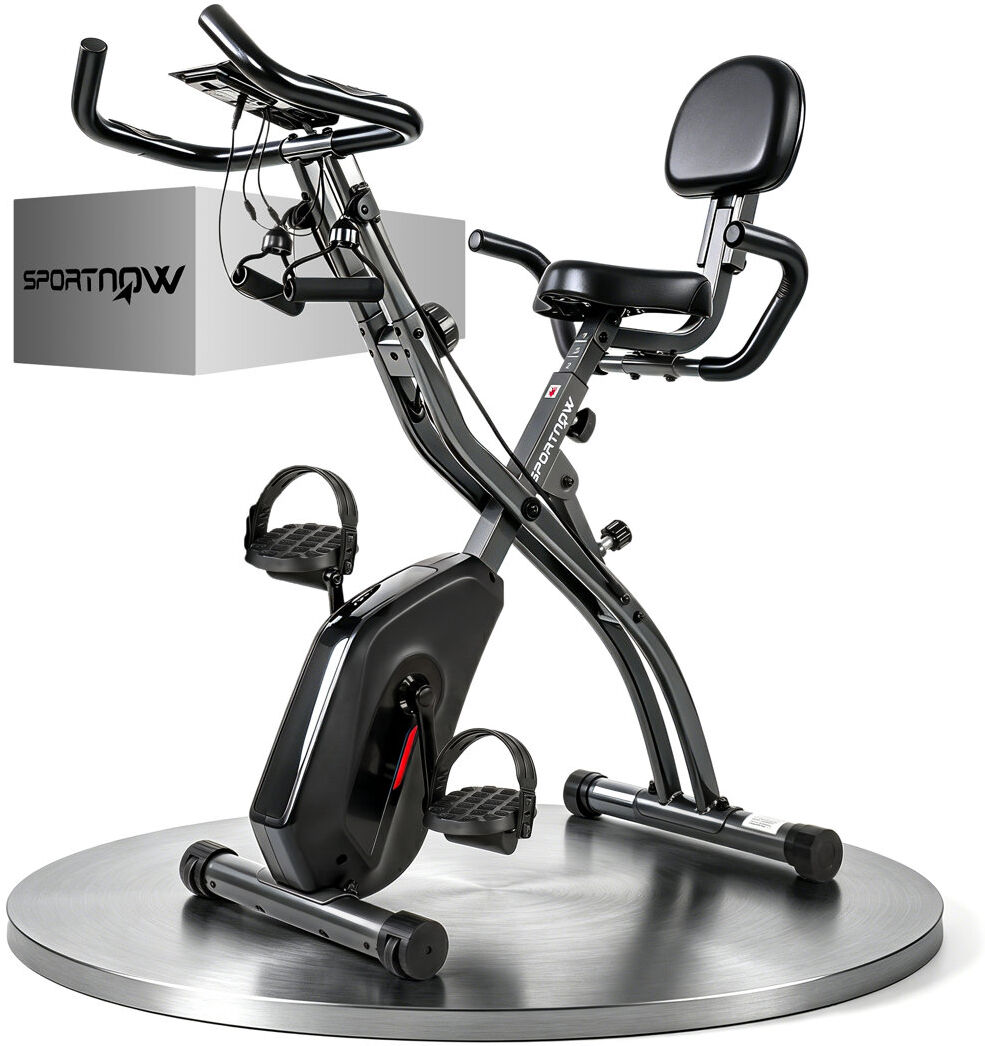 HOMCOM 4-In-1 Folding Exercise Bike with Bluetooth App, Wheels, Black Black