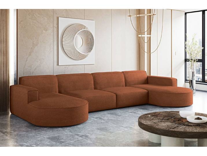 Kaiser Möbel Ecksofa Designer MODENA U XL stoff Dicker cord Poso, Viele Farben, praktisch und komfortabel