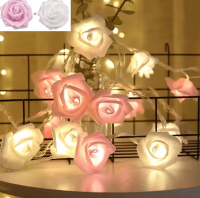 Inspire Essentials 3M LED Rose Fairy Lights For Bedroom Wedding And Garden Decor pink White Rose