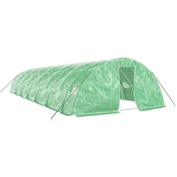 Helloshop26 - Gewächshauszelt für Pflanzen Blumen und Gemüse mit Stahlrahmen 70 m2 14 x 5 x 2,3 m grün 02_0044622
