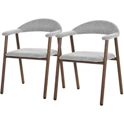 ESSZIMMERSTÜHLE 2er Set Grau mit Webstruktur & Stahlgestell-Holzoptik