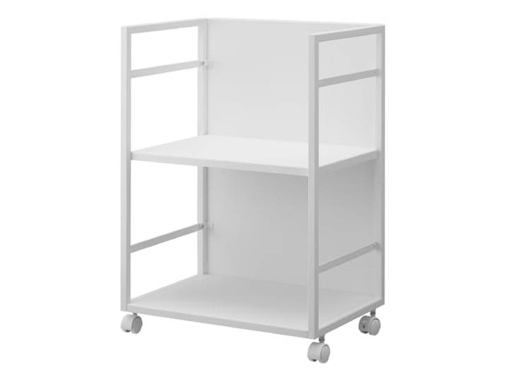 YAMAZAKI 4810 Tower 2Tiered SemiClosed Storage Wagon, White, Steel/Nylon, 42 x 32 x 59,8 cm