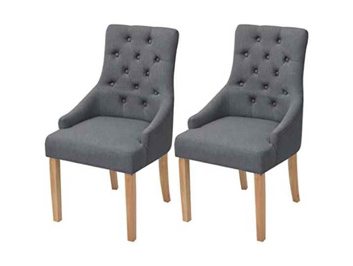 vidaXL Esszimmerstühle 2 STK. Dunkelgrau Stoff