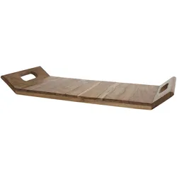 Chic Antique Tours Tablett mit Henkel aus Akazienholz, 48,5 x 21 x 6 cm - Natur