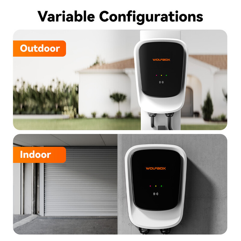 WOLFBOX AE07 Type 2 elektrische auto-oplader 7 kW 32 A 1-fasig met app-bediening en RFID-kaart