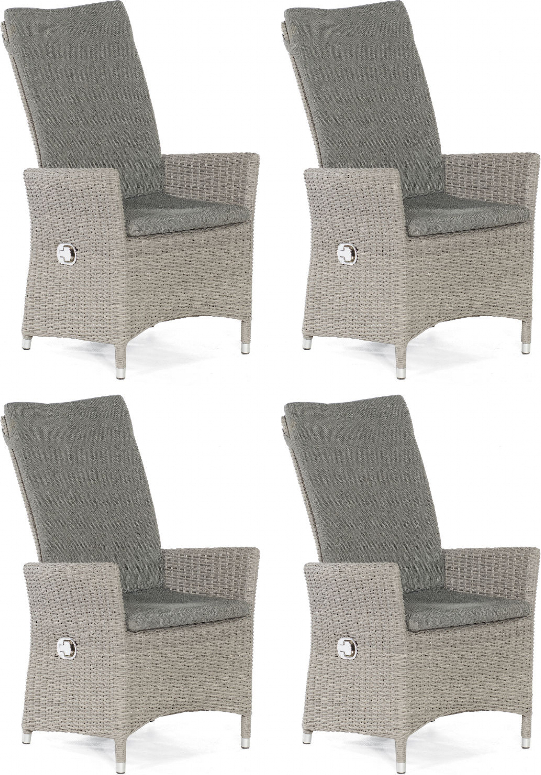 Sonnenpartner 4x Garten-Sessel Solares Aluminium/Polyrattan stone-grey Hochlehner