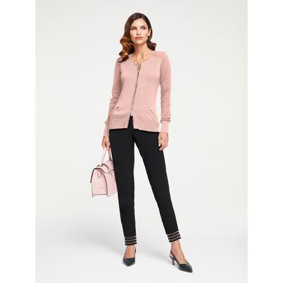 Cardigan HEINE, Damen, Gr. 42, rosa, 90% Baumwolle, 10% Seide, unifarben, Strickjacken