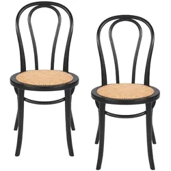 ESSZIMMERSTÜHLE HARTHOLZ schwarze oberfläche rattan 2er set 55/88/55 cm