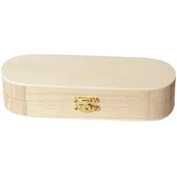 Stifte-Box Holz natur - Umweltfreundlich, aufklappbar, umfassender Überblick - 18x6x4cm, hellbraun mit Schlaufen für Stifte - ideal für Büro & Kosmetik