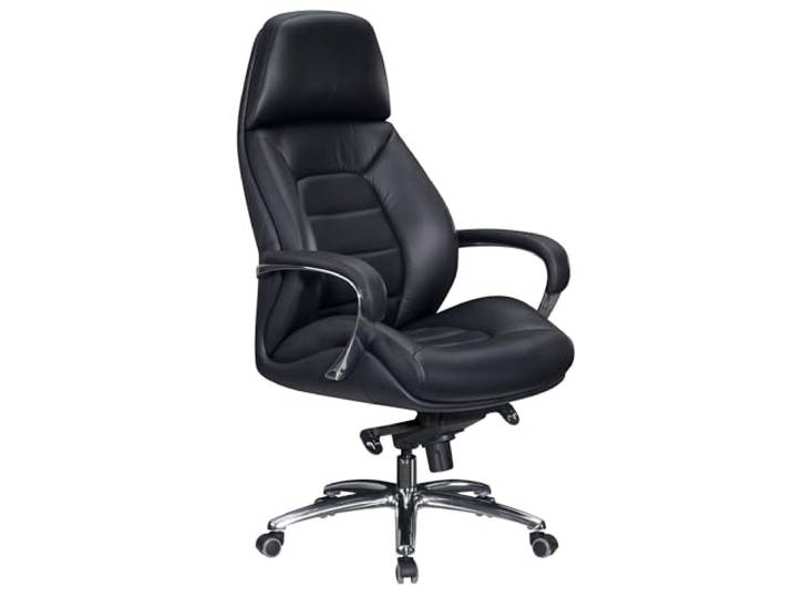 AMSTYLE Bürostuhl XXL Echtleder Schwarz, Chefsessel bis 120 kg